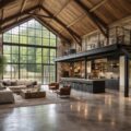 découvrez comment transformer une grange en un loft moderne avec une verrière d'atelier, une mezzanine en acier et un sol en béton poli pour un intérieur industriel et contemporain.